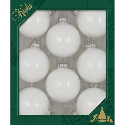 Christmas by Krebs 8ct Porcelain White Shiny Glass Christmas Ball Ornaments 2.5" (67mm)
