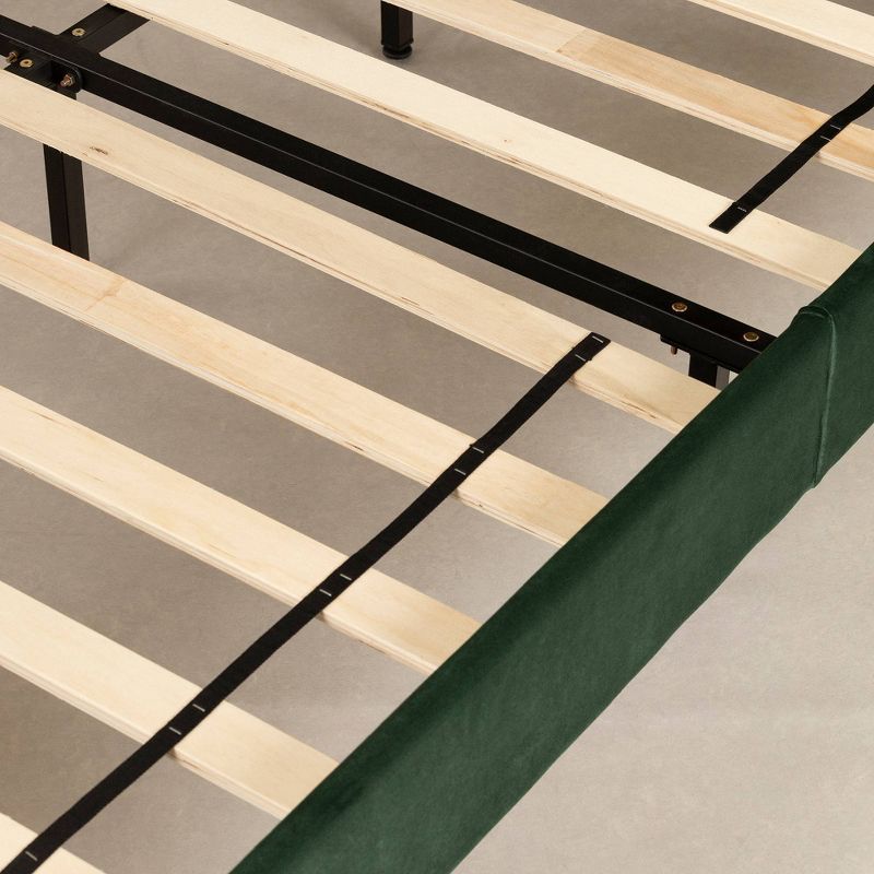 Queen Flam Upholstered Complete Platform Bed Dark Green - South Shore, 5 of 17