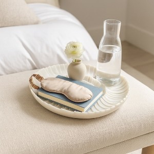 Decorative Shell Inspired Bowl for Coffee Table Decor - Stylish Home Decor Accents for Kitchen Counter and Centerpiece Table Decoration - 17", White - 1 of 4