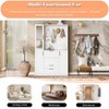 51.1''Hall Tree, Entryway Bench with Integrated Shoe Cabinet,3-in-1 Design, Mirrored Cabinet Door and Foldable Seat for Entrance, Living Room - 4 of 4
