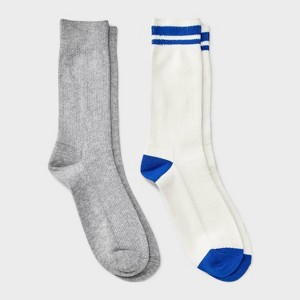 Men's 2pk Casual Crew Socks - Goodfellow & Co™ Heathered Gray 6-12 - 1 of 3