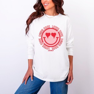S.W.Smiley Lover Babe Smiley Face - Women's Garment Dyed Long Sleeve Graphic T-Shirt - 1 of 3