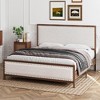Vintage Wood Grain Metal Platform Bed Frame with Linen Headboard and Footboard - 3 of 4
