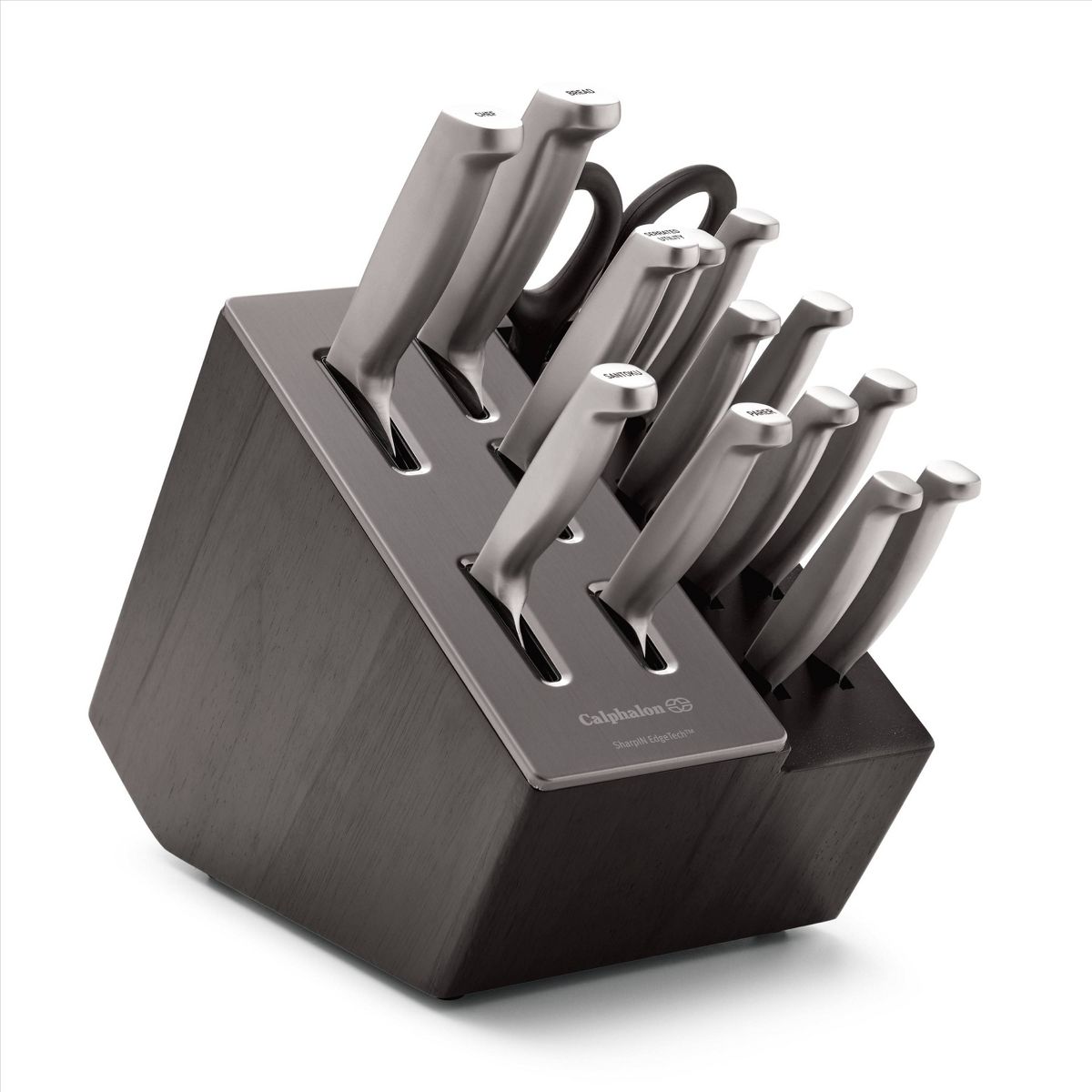 Calphalon 15pc Stainless Steel Cutlery Set with Sharper: Forged Knives, Knife Block, Hand Wash, Lifetime Warranty