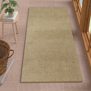 Maxax Jute Door Mat，Hand Woven Area Rug, Boho Rustic Style, Natural Fiber Jute Rug Solid Center for Entryway and Hallway - 1 of 4