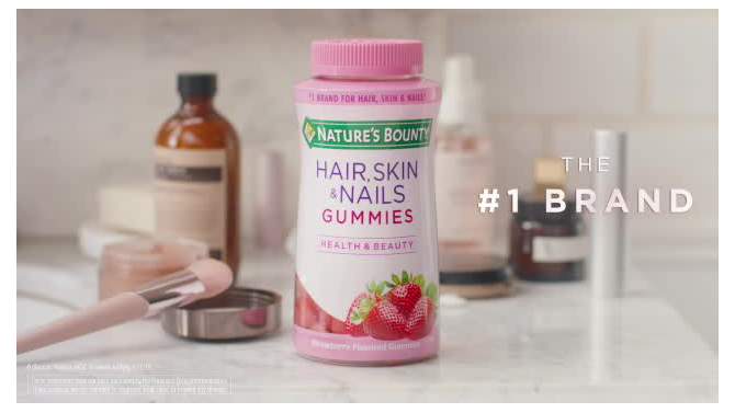 Nature&#39;s Bounty Optimal Solutions Hair, Skin &#38; Nails Gummies with Biotin - 40ct, 6 of 8, play video