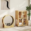 PawHut 2-Piece Catio and Cat Wheel with Brake Set, Indoor Pet Furniture Set for Cats Climbing, Lounging, and Playing, Oak - 2 of 4