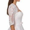 Anna-Kaci Women's Floral Lace Embroidered Bolero Jacket with Sheer Half Sleeves and Scalloped Edges - One Size Fits Most, White - 3 of 4