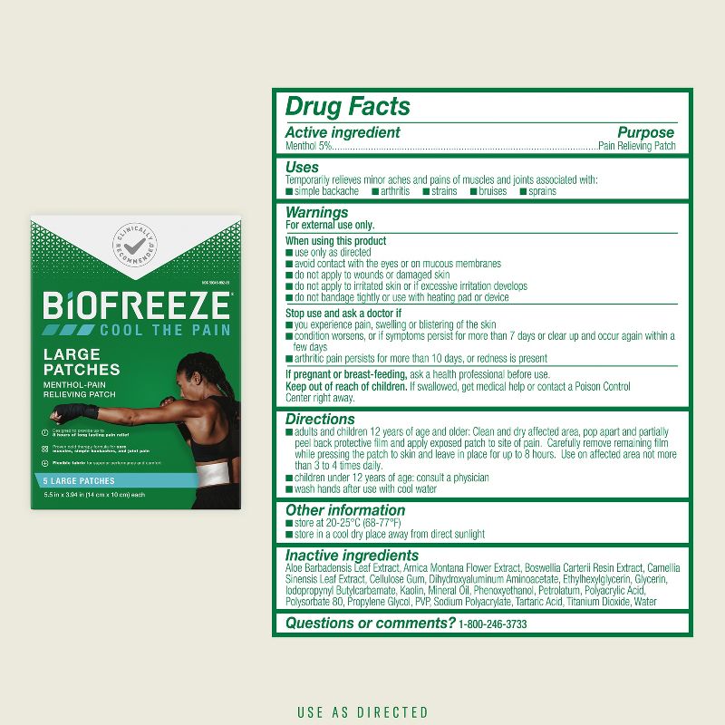 Biofreeze Pain Relieving Patch - 5ct, 3 of 9