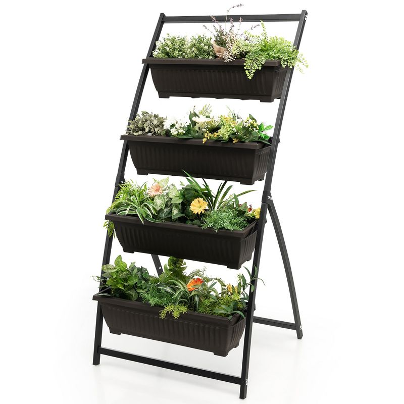 Costway 5 FT 4-Tier Vertical Raised Garden Bed Elevated Planter Box w/4 Container Boxes, 1 of 10