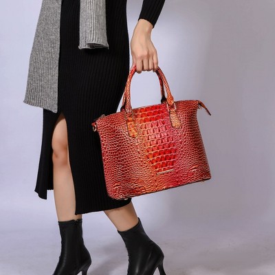 MKF Collection Satchel Bag Faux Croc Design with Wallet Set, Frankie | MKF Collection by Mia K - Coral — фото 2
