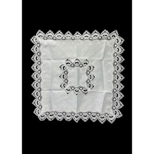 Jiallo White Floral Lace Embroidered Cutwork Square tablecloth, 36 inch Square Table Linen Decor, Water Resistance, Machine Wash safe - 1 of 2