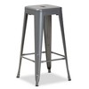 4pc Horton Metal Stackable Barstool Set Gray - Baxton Studio: Upholstered Polyester, Fixed Height - 2 of 4