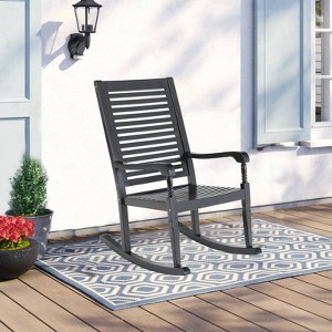 Outdoor Acacia Wood Rocking Chair - Captiva Designs: UV & Water-Resistant, Powder-Coated Frame, Fixed Arms - 1 of 4