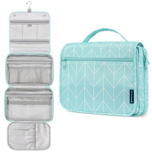 PAVILIA Hanging Toiletry Bag Women Men, Foldable Large Travel Cosmetic Organizer, Water Resistant Makeup Toiletries Essentials Kit - 1 of 4