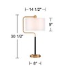 Possini Euro Design Carlyle Modern Mid Century Desk Lamp 30 1/2" Tall Gold with USB and AC Power Outlet in Base Double Drum Shades for Living Room - 4 of 4