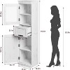 67" Tall Slim Bathroom Cabinet with Glass Doors & Adjustable Shelves, Freestanding Storage Cabinet for Laundry Room, Kitchen, Living Room - 2 of 4