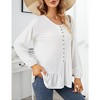Women V Neck Long Sleeve Button Shirt Badydoll Tops Casual Asymmetrical Loose Flowy Ruffled Blouses - 2 of 4