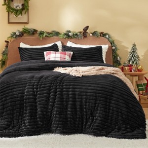 Bedsure Fluffy Comforter Set King - Cream White, 3 Pieces Plush Fuzzy Bed Set, 1 Shaggy Comforter with 2 Pillowcases - 1 of 4