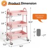 Musment 3 Tier Rolling Cart,  Metal Utility Cart Storage Organizer Kitchen Trolley Bathroom Laundry Room Bar Office Shelves - 2 of 4