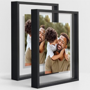 Floating Aluminum & Plexiglass Picture Frame - Black (2 Pack) - 1 of 4