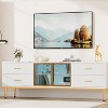TV Stand with 4 Drawers, Modern Media Console for TVs Up to 75 Inch, Glass Door for Living Room, White Wood TV Modern Entertainment with LED Ligh - 2 of 4