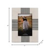 Decorative Picture Frame with Striped Border Accent - Stylish Resin Frame for Tabletop Centerpiece, Living Room, or Office Decor -9", Black & White - 4 of 4