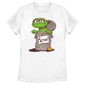 Women's Sesame Street Oscar Scram Sign T-Shirt - 1 of 4