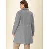 Women's Plus Size Coats Notched Lapel Single Breasted Cinched Waist Winter Pea Long Coat Gray 1X Gray 1X - 4 of 4