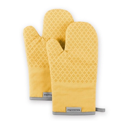 KitchenAid 2pk Cotton Asteroid Oven Mitts, Yellow