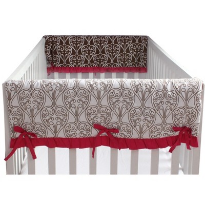 Bacati - Damask Pink Chocolate Crib Rail Guard Covers Set of 2