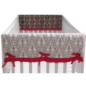 Bacati - Damask Pink Chocolate Crib Rail Guard Covers Set of 2 - 1 of 4