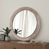 Wooakway 24"H White Rustic Wood Round Beaded Wall Mirror Farmhouse Decor for Living Room Bedroom Entryway - 4 of 4