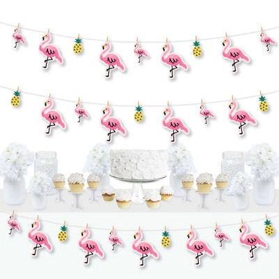 Big Dot of Happiness Pink Flamingo - Party Like a Pineapple - Tropical Summer Party DIY Decorations - Clothespin Garland Banner - 44 Pieces