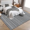 Striped Machine Washable Area Rug 9x12 Large Area Rug Stain Resistant Carpet Contemporary Carpet Non Slip Low Pile Soft Folding Floor Cover - 2 of 4