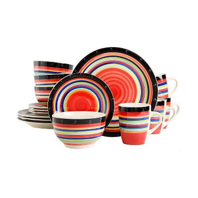 Gibson Casa Stella 16 Piece Reactive Glaze Durable Dinnerware Plates, Bowls, and Mugs, Microwave and Dishwasher Safe, Multicolor