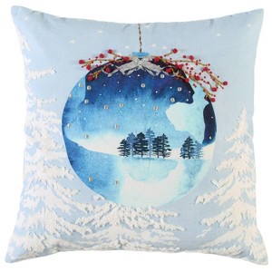 20"x20" Oversize Ornament Square Throw Pillow Cover - Rizzy Home: Cotton Canvas, Hidden Zipper, Winter Decor - 1 of 4