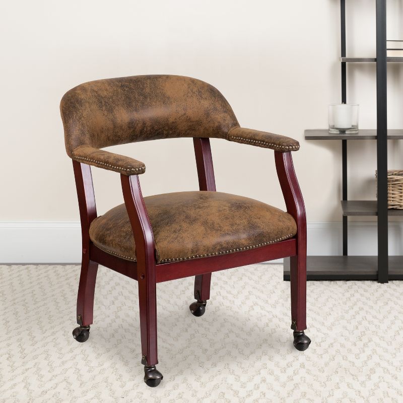 Emma and Oliver Conference Chair with Accent Nail Trim  and Casters, 2 of 11