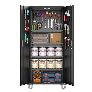 72 Inch High Locking Metal Storage Cabinet with 2 Doors and 4 Adjustable Shelves - 1 of 4