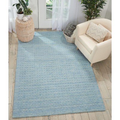 Handmade Sky Blue Wool 5' x 7' Rectangular Area Rug