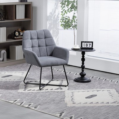 Vynxaria Velvet Desk Chair, Swirl Office Chair with Adjustable Foot Nails,Upholstered Accent Arm Chair for Living Room, Bedroom, Home Office - Grey