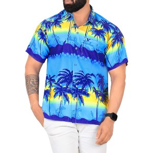 LA LEELA Mens Hawaiian Shirts Short Sleeve Button Down Shirt Men's Holiday Shirts Summer Beach Casual Aloha Tropical Shirts Funny - 1 of 4