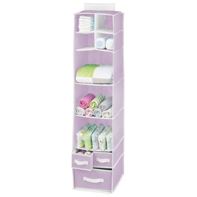 mDesign Fabric Over Closet Rod Hanging Kids Room Organizer - Light Purple/White
