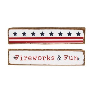 Transpac Wood Blocks Set of 2 Home Decorations Spring - 1 of 1