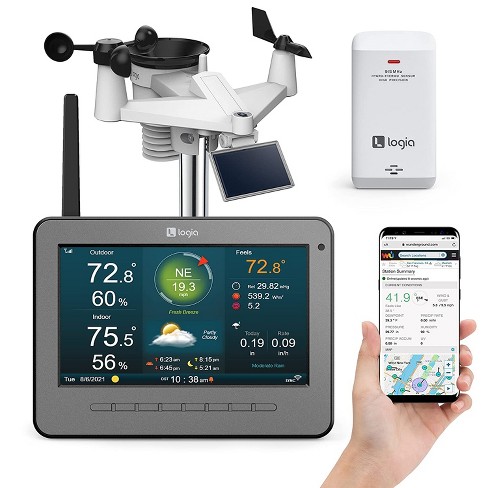 Logia 7-in-1 Wireless Solar Powered Weather Forecast Station With Wifi :  Target
