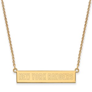 Black Bow Jewelry 14k Yellow Gold Plated Sterling Silver New York Rangers NHL Necklace 18 Inch - 1 of 4