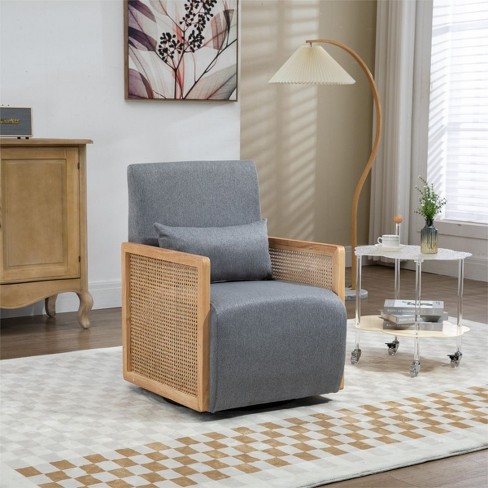 TTK Linen Fabric Accent Chairs, Mid Century Modern Single