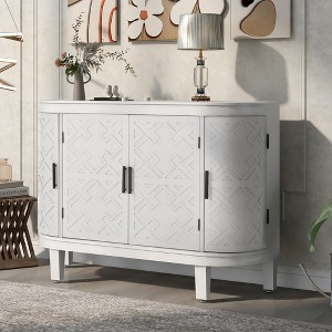 Accent Storage Cabinet Wooden Sideboard Cabinet with Antique Pattern Doors-ModernLuxe - 1 of 4