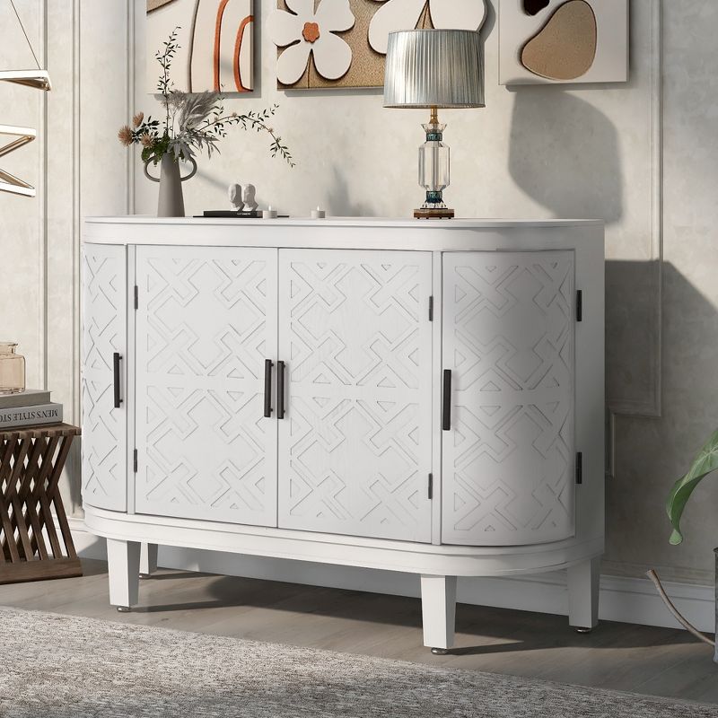 Accent Storage Cabinet Wooden Sideboard Cabinet with Antique Pattern Doors-ModernLuxe, 1 of 11