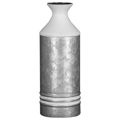 Galvanized Metal with White Stripes Bud Vase - Foreside Home & Garden